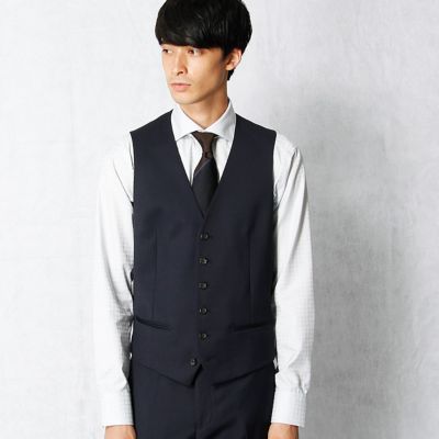 ＜COMME CA MEN ＞ CERRUTIギャバストレッチスリーピースベスト(0701VW01) ネイビー 【三越・伊勢丹/公式】