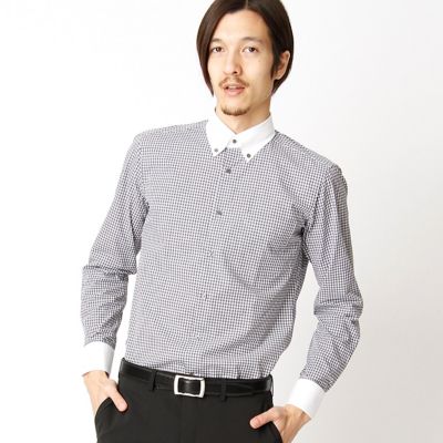 ＜COMME CA MEN ＞ ドットドビーギンガムチェックシャツ(0708HW13) ブラック 【三越・伊勢丹/公式】