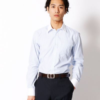 ＜COMME CA MEN ＞ カラーストライプドレスシャツ(0708HZ09) サックス 【三越・伊勢丹/公式】