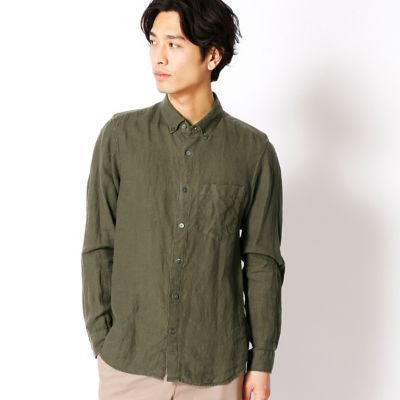 【SALE（三越）】＜COMME CA MEN ＞ カラーリネンシャツ(0719IZ04) カーキ 【三越・伊勢丹/公式】