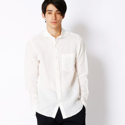 【SALE（三越）】＜COMME CA MEN ＞ カラーリネンシャツ(0719IZ18) ホワイト 【三越・伊勢丹/公式】