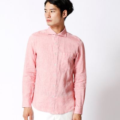 【SALE（三越）】＜COMME CA MEN ＞ カラーシャンブレーリネンシャツ(0719IZ19) ピンク 【三越・伊勢丹/公式】