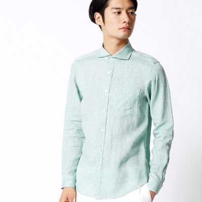 【SALE（三越）】＜COMME CA MEN ＞ カラーシャンブレーリネンシャツ(0719IZ19) グリーン 【三越・伊勢丹/公式】