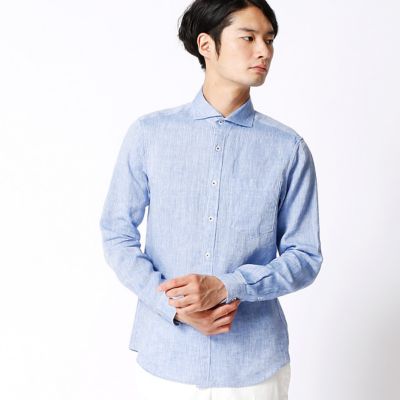 【SALE（三越）】＜COMME CA MEN ＞ カラーシャンブレーリネンシャツ(0719IZ19) ブルー 【三越・伊勢丹/公式】