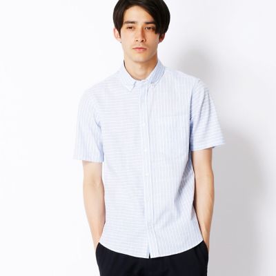 【SALE（三越）】＜COMME CA MEN ＞ パナマストライプシャツ(0720IZ25) サックス 【三越・伊勢丹/公式】
