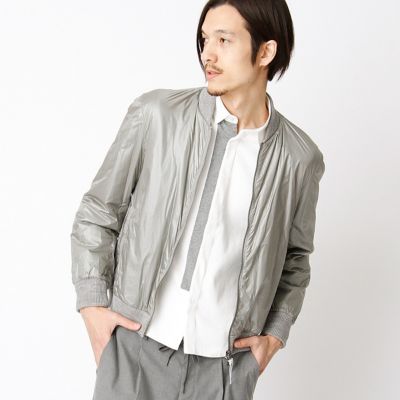＜COMME CA MEN ＞ ナイロンxニットのボンバージャケット(0723BZ07) グレー 【三越・伊勢丹/公式】