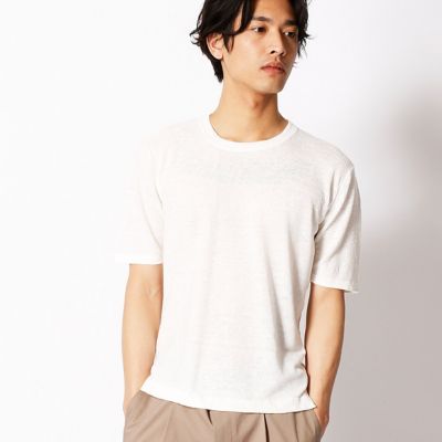 【SALE（三越）】＜COMME CA MEN ＞ 3パネル地柄クルーネックニット(0736KZ22) オフホワイト 【三越・伊勢丹/公式】