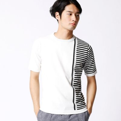 【SALE（三越）】＜COMME CA MEN ＞ クルーネックニットTシャツ(0736KZ25) オフホワイト 【三越・伊勢丹/公式】