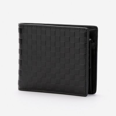 ＜COMME CA MEN ＞ 市松型押し二つ折り財布(0760XS31) ブラック 【三越・伊勢丹/公式】