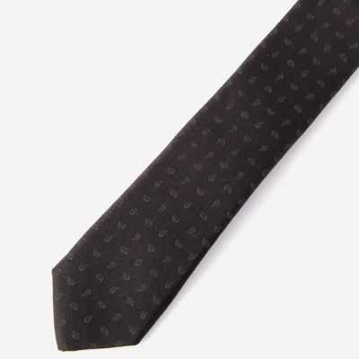 ＜COMME CA MEN ＞ ペイズリー柄ナローネクタイ(0767NZ13) ブラック 【三越・伊勢丹/公式】