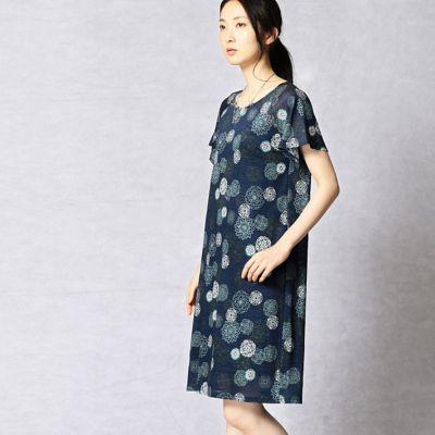 ＜ARTISAN/アルチザン＞ ラミージャージ花火柄シンプルドレス(0802OB05) 瑠璃紺 【三越・伊勢丹/公式】