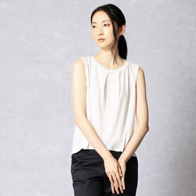 ＜ARTISAN/アルチザン＞ トリアセドライスムースノースリーブカットソー(0820EB03) ホワイト 【三越・伊勢丹/公式】