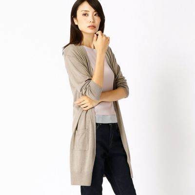 ＜COMME CA DU MODE/コムサデモード＞ シルク混ニットセミロング丈カーディガン(1001IC10) 02カーキ 【三越・伊勢丹/公式】