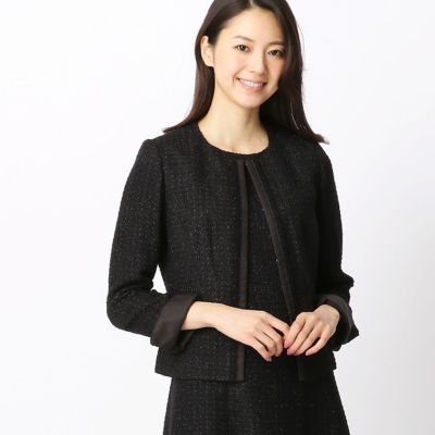 ＜COMME CA ISM (レディース）＞ ツイードノーカラージャケット(1207GW08) 05ブラック 【三越・伊勢丹/公式】