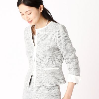 ＜COMME CA ISM (レディース）＞ ノーカラージャケット スーツ セットアップ(1207GZ08) 02アイボリー 【三越・伊勢丹/公式】