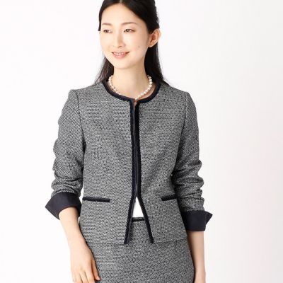 ＜COMME CA ISM (レディース）＞ ノーカラージャケット スーツ セットアップ(1207GZ08) 09ネイビー 【三越・伊勢丹/公式】