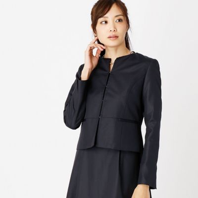 ＜COMME CA ISM (レディース）＞ ノーカラージャケット(1207GZ13) 09ネイビー 【三越・伊勢丹/公式】