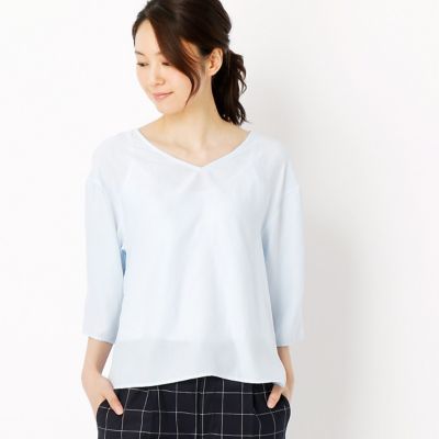 【SALE（三越）】＜COMME CA ISM (レディース）＞ レースアップブラウス(1215HZ25) 23サックス 【三越・伊勢丹/公式】