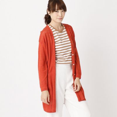 【SALE（三越）】＜COMME CA ISM (レディース）＞ リネン・ロングカーディガン(1257KZ04) 33テラコッタ 【三越・伊勢丹/公式】