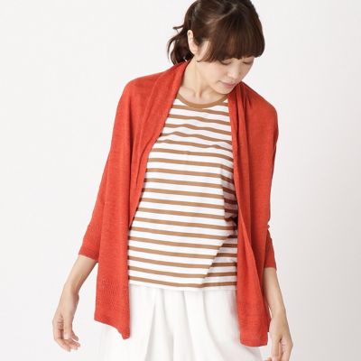 【SALE（三越）】＜COMME CA ISM (レディース）＞ リネン・ショールカラーカーディガン(1257KZ05) 33テラコッタ 【三越・伊勢丹/公式】