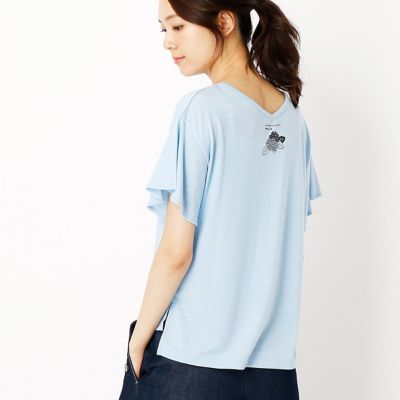 【SALE（三越）】＜COMME CA ISM (レディース）＞ ペールトーンプリントTシャツ(1268CZ21) 23サックス 【三越・伊勢丹/公式】