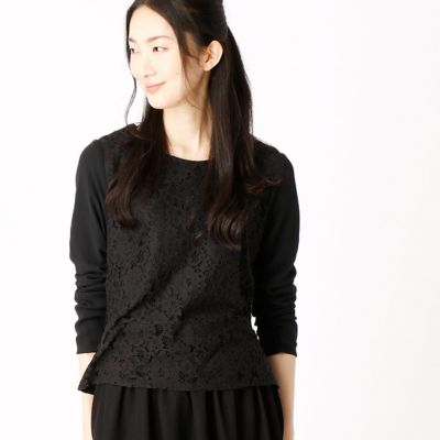 ＜COMME CA ISM (レディース）＞ ぺプラム切替カットソーブラウス(1269CW07) 05ブラック 【三越・伊勢丹/公式】