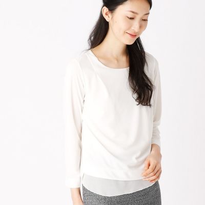 ＜COMME CA ISM (レディース）＞ タック使いカットソーブラウス(1269CZ01) 01ホワイト 【三越・伊勢丹/公式】