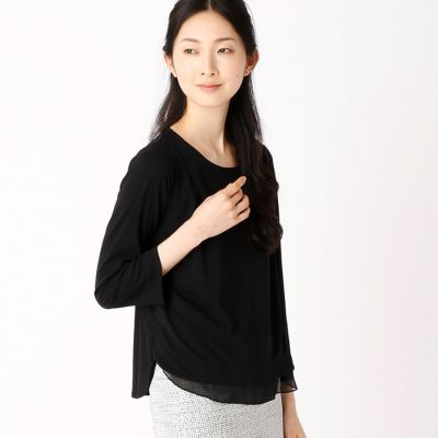 ＜COMME CA ISM (レディース）＞ タック使いカットソーブラウス(1269CZ01) 05ブラック 【三越・伊勢丹/公式】