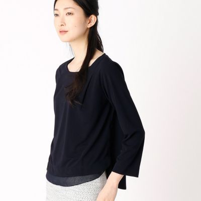 ＜COMME CA ISM (レディース）＞ タック使いカットソーブラウス(1269CZ01) 09ネイビー 【三越・伊勢丹/公式】