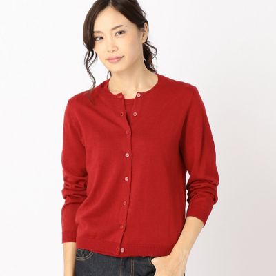 ＜COMME CA ISM (レディース）＞ クルーネック・カーディガン(1270KC02) レッド 【三越・伊勢丹/公式】