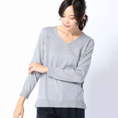 ＜COMME CA ISM (レディース）＞ Vネック・ニット(1270KC03) グレー 【三越・伊勢丹/公式】
