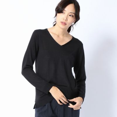 ＜COMME CA ISM (レディース）＞ Vネック・ニット(1270KC03) ブラック 【三越・伊勢丹/公式】