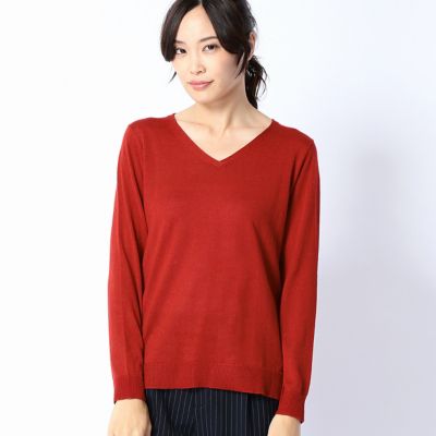＜COMME CA ISM (レディース）＞ Vネック・ニット(1270KC03) レッド 【三越・伊勢丹/公式】