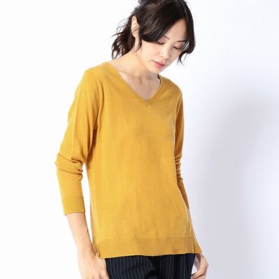 ＜COMME CA ISM (レディース）＞ Vネック・ニット(1270KC03) イエロー 【三越・伊勢丹/公式】