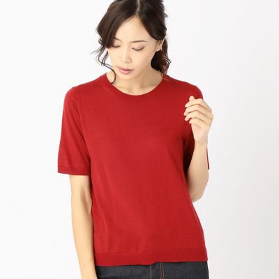 ＜COMME CA ISM (レディース）＞ クルーネック・ニット(1270KC04) レッド 【三越・伊勢丹/公式】