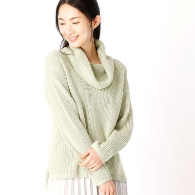 ＜COMME CA ISM (レディース）＞ オフタートルニット(1277KX25) 21グリーン 【三越・伊勢丹/公式】