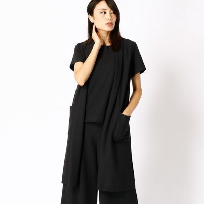 ＜COMME CA DU MODE/コムサデモード＞ ウェーブリブジャージーロングジレ(1501VC01) 02チャコール 【三越・伊勢丹/公式】