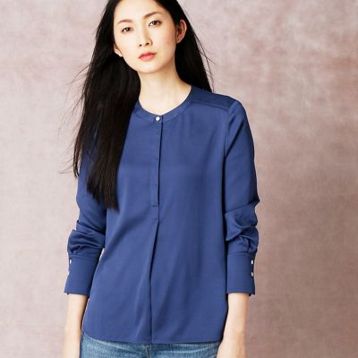 【SALE（三越）】＜COMME CA TALLサイズ＞ 大きいサイズ サテンストレッチシャツ(1681HZ02) ブルー 【三越・伊勢丹/公式】