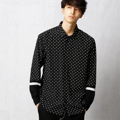 ＜β MEN＞ ベータ・メン スタープリントコンビシャツ(2719IC01) クロ 【三越・伊勢丹/公式】