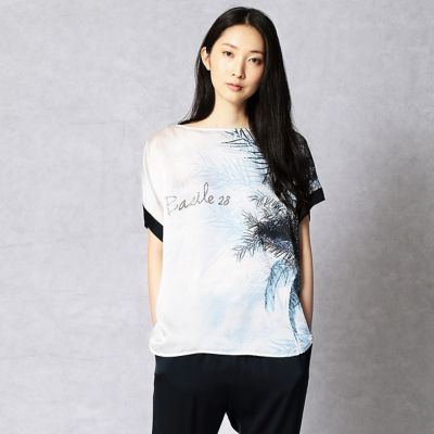 ＜BASILE 28/バジーレ28＞ パームツリープリントTシャツ(2877TC04) ブルー系 【三越・伊勢丹/公式】