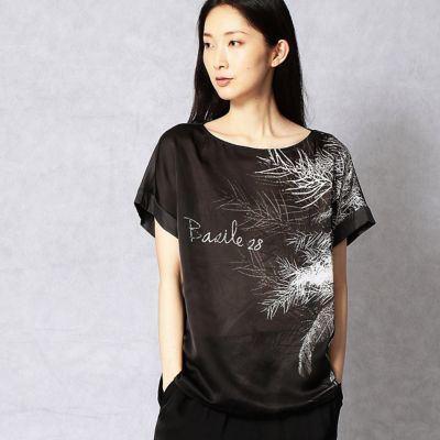 ＜BASILE 28/バジーレ28＞ パームツリープリントTシャツ(2877TC04) モノトーン系 【三越・伊勢丹/公式】