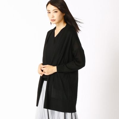 ＜COMME CA TALLサイズ＞ 大きいサイズ ダブル衿ドレーピーロングカーディガン(3402IC04) クロ 【三越・伊勢丹/公式】