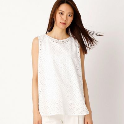 【SALE（三越）】＜COMME CA TALLサイズ＞ 大きいサイズ 箔プリントレースタックトップアンサンブル(3406EZ19) ホワイト 【三越・伊勢丹/公式】