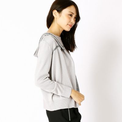 ＜COMME CA TALLサイズ＞ 大きいサイズ 度違い天竺フーディーニット(3420IC06) グレー系 【三越・伊勢丹/公式】