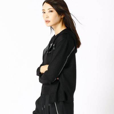 ＜COMME CA TALLサイズ＞ 大きいサイズ 度違い天竺フーディーニット(3420IC06) ブラック系 【三越・伊勢丹/公式】