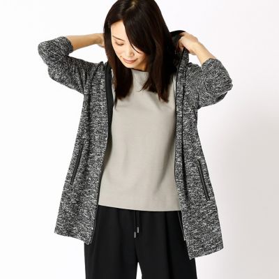 ＜COMME CA TALLサイズ＞ 大きいサイズ リバーテレコロングパーカー(3420VC03) クロ系モノトーンxライトグレー 【三越・伊勢丹/公式】