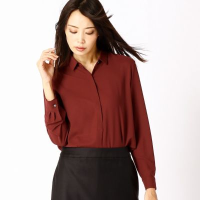 ＜COMME CA TALLサイズ＞ 大きいサイズ ポリエステルソフトビエラリラックスシャツ(3473HC02) レッド系 【三越・伊勢丹/公式】