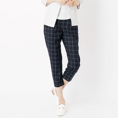 ＜COMME CA ISM (レディース）＞ ウインドペンチェック・クロップトパンツ(3852PZ62) 09ネイビー 【三越・伊勢丹/公式】