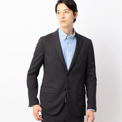 ＜COMME CA ISM (メンズ）＞ ウールライクストライプセットアップジャケット(4705GC03) 08・チャコール 【三越・伊勢丹/公式】