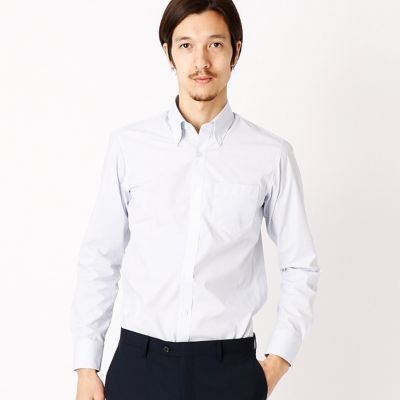 ＜COMME CA ISM (メンズ）＞ カラーが爽やか!釦ダウンで万能襟ストライプシャツ(4712HZ05) サックス 【三越・伊勢丹/公式】